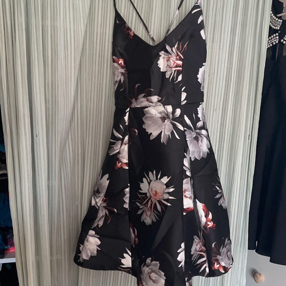 Floral little black dress